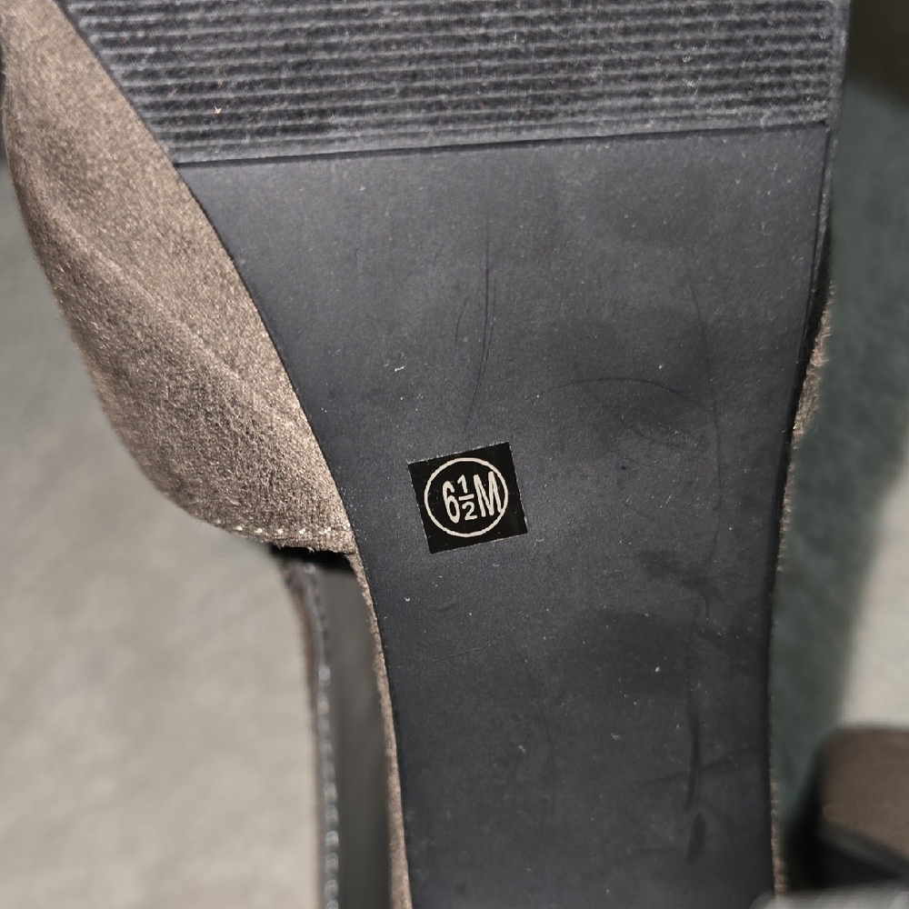 Cathy Jean Charcoal Studded Peep-Toe Heels - Picture 6 of 12